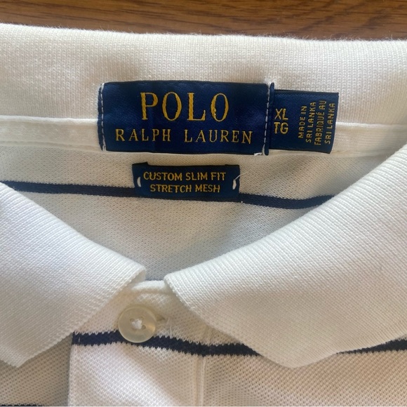 Polo Ralph Lauren Striped Soft Cotton Shirt Size XL Custom Slim Fit White Navy - Picture 6 of 8